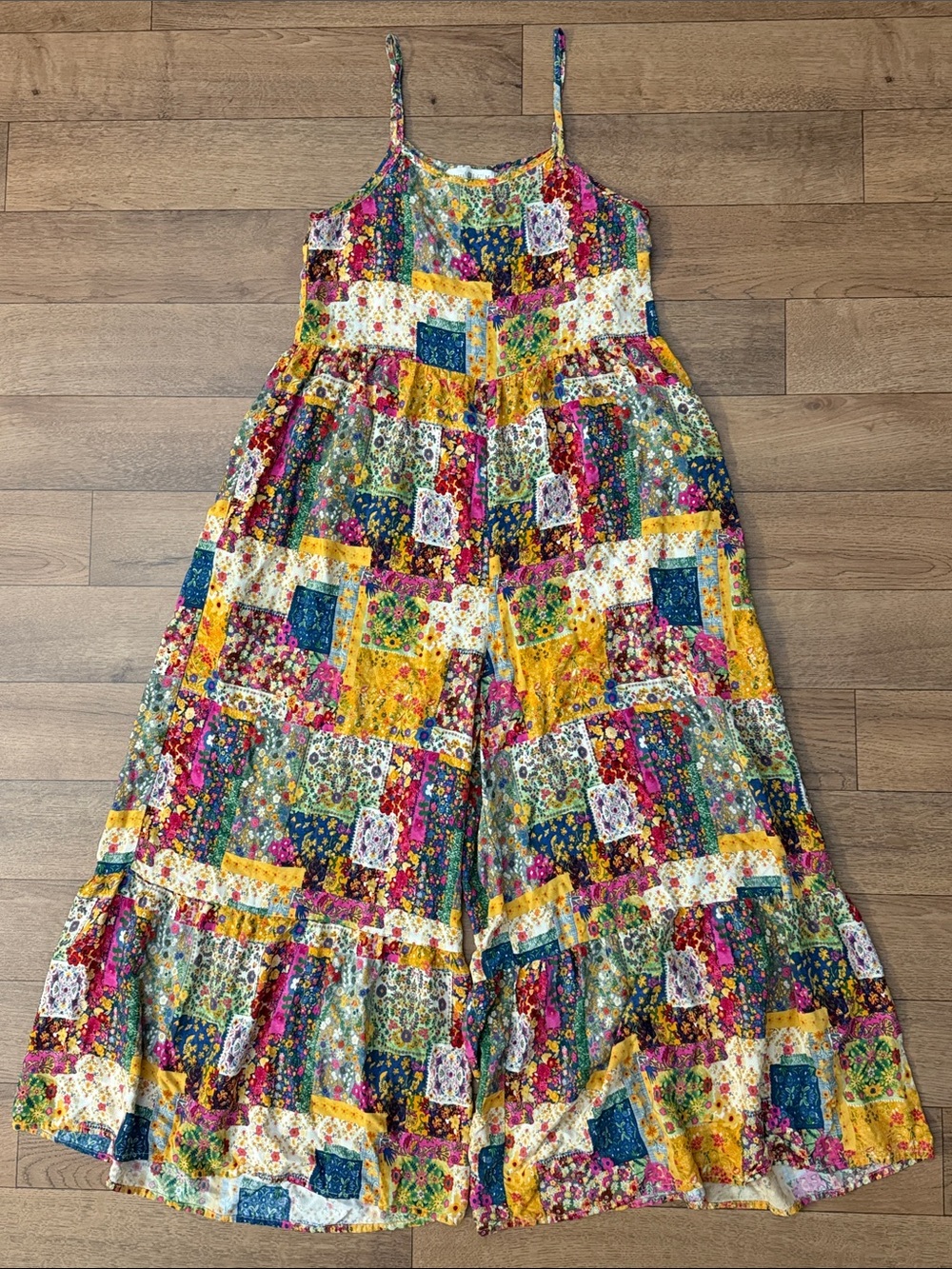 Natural Life Size Medium Patch Design Jumpsuit Bohemian Earthy Whimsical Boho M